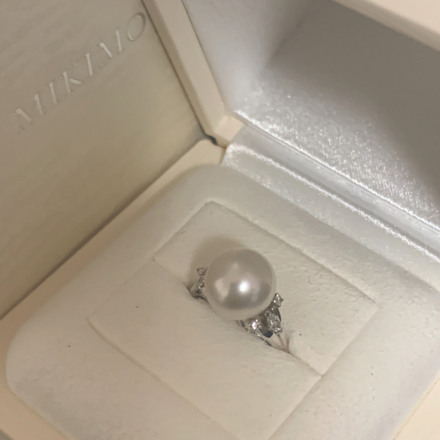 2022超人気 MIKIMOTO - 大玉❣️ミキモト白蝶パールリング ダイヤ付き ...