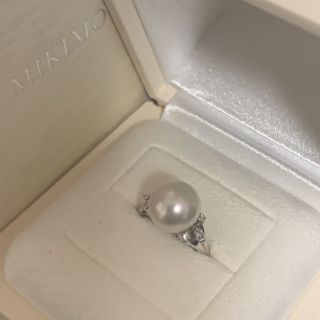 ミキモト(MIKIMOTO)の大玉❣️ミキモト白蝶パールリング ダイヤ付き！10.6mm 11.5号pt950(リング(指輪))