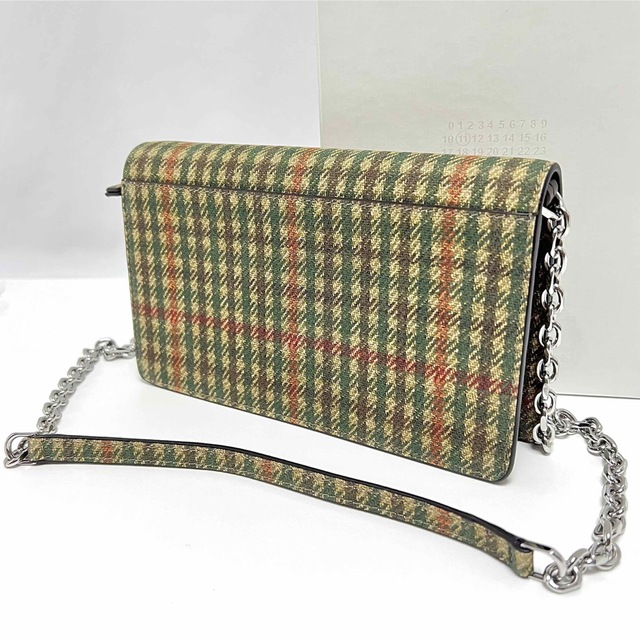 新品 22FW メゾンマルジェラ 4ステッチ チェーンウォレット チェック 柄