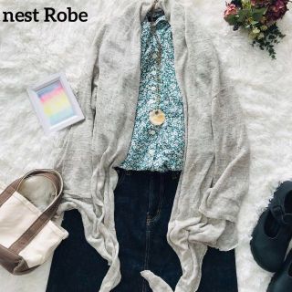 ネストローブ(nest Robe)のミーナ様用　ネストローブ 変形ヘム カーディガン 麻100% グレー(カーディガン)