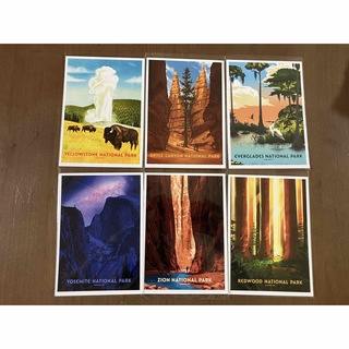 アメリカ　国立公園　ポストカード　６枚(使用済み切手/官製はがき)