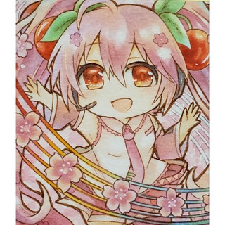 手描きイラスト　桜の姫君　オリジナル　水彩画
