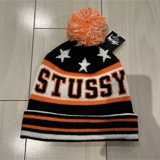 STUSSY - （希少）old stussy ボンボン ニット帽 ビーニー 金タグ 古着