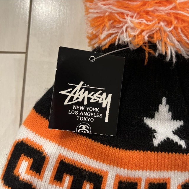 STUSSY - (希少)old stussy ボンボン ニット帽 ビーニー 金タグ 古着