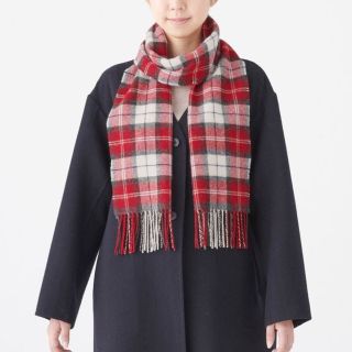 ムジルシリョウヒン(MUJI (無印良品))の無印良品　MUJI  マフラー　赤　レッド　チェック(マフラー/ショール)