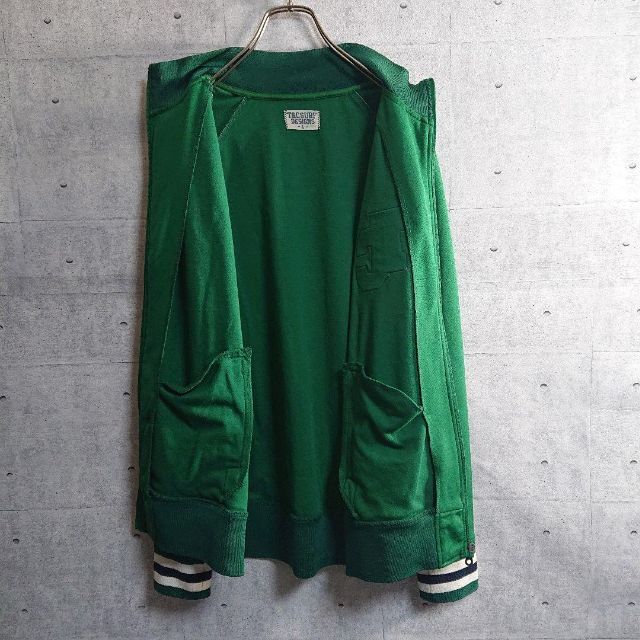 【T&C】タウカン 刺繍 ワッペン リブライン トラックジャケット 緑 L