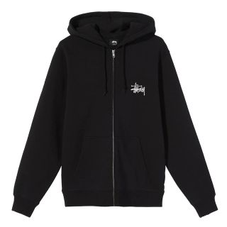 ステューシー(STUSSY)のSTUSSY zip-up hoodie ブラック Lサイズ(パーカー)