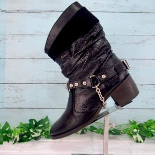 LIMI feu - 新品未使用 リミフゥ ショート丈 ハーネスブーツ 黒 S 22.5