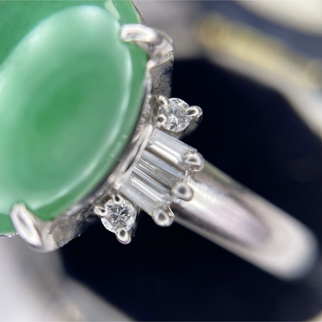 買取店購入品】翡翠 4ct ダイヤ プラチナリング Pt900 18.5号