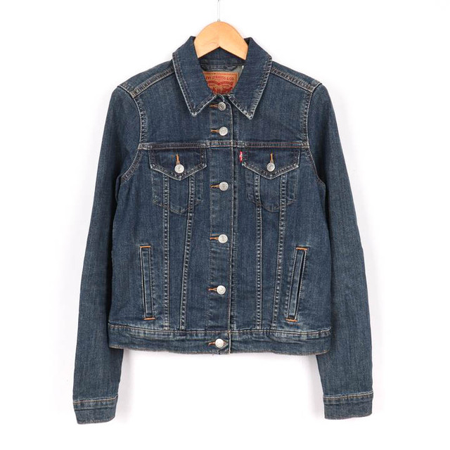 リーバイス デニムジャケット Gジャン ボタン 胸ポケット トップス ストレッチ  レディース Sサイズ ブルー Levi's