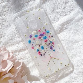 全機種対応♡ブルーリースの押し花スマホケース発送iPhone(モバイルケース/カバー)