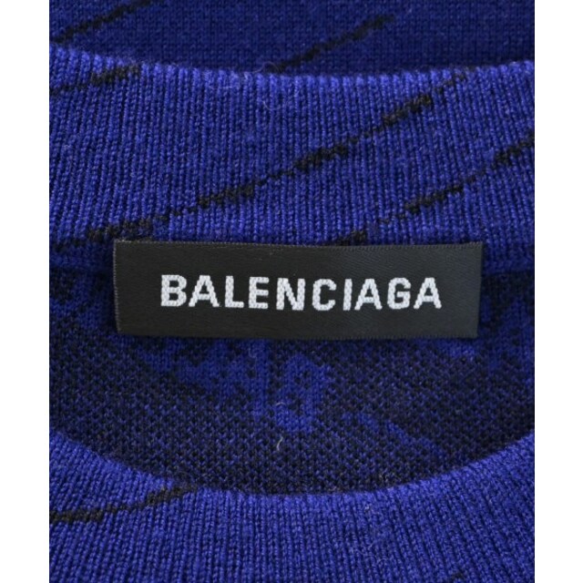 BALENCIAGA バレンシアガ ニット・セーター M 青x黒(総柄)