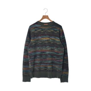 MISSONI ニット・セーター 54(XXL位) 紺x黄xベージュ(総柄)