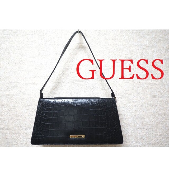 GUESS(ゲス)のGUESS ゲス ハンドバッグ クロコ型押し 黒 レディースのバッグ(ハンドバッグ)の商品写真