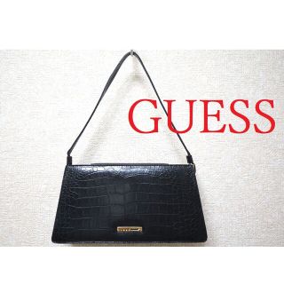 ゲス(GUESS)のGUESS ゲス ハンドバッグ クロコ型押し 黒(ハンドバッグ)