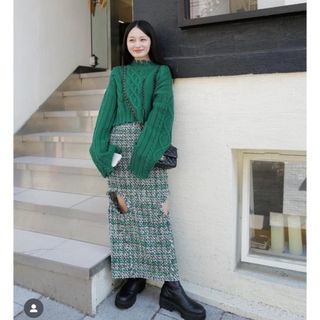 Irene Mix Cable skirt アイレネ(ニット/セーター)