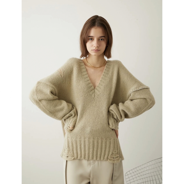 【LA PEAU DE GEM】mohair damage knit