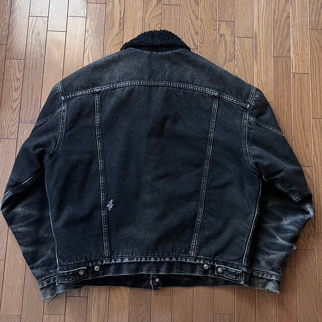 90s USA製 Levis オール ブラック デニムボア ジャケット L 【大注目