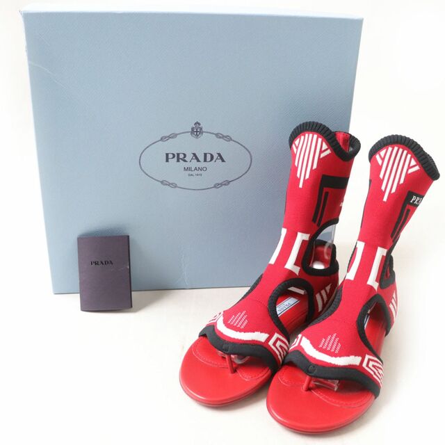 未使用品☆PRADA プラダ 1Y444L ジャガード ソックス ニット フラット