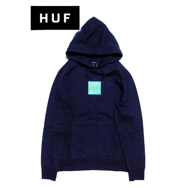 HUF ハフドメスティックボックスロゴ刺繍プルオーバーパーカー hf10