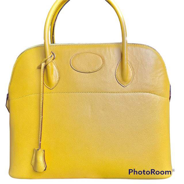 ハイクラス トートバッグ レザー ゴールド金具 イエロー ショルダー付 2way レディースのバッグ(ハンドバッグ)の商品写真