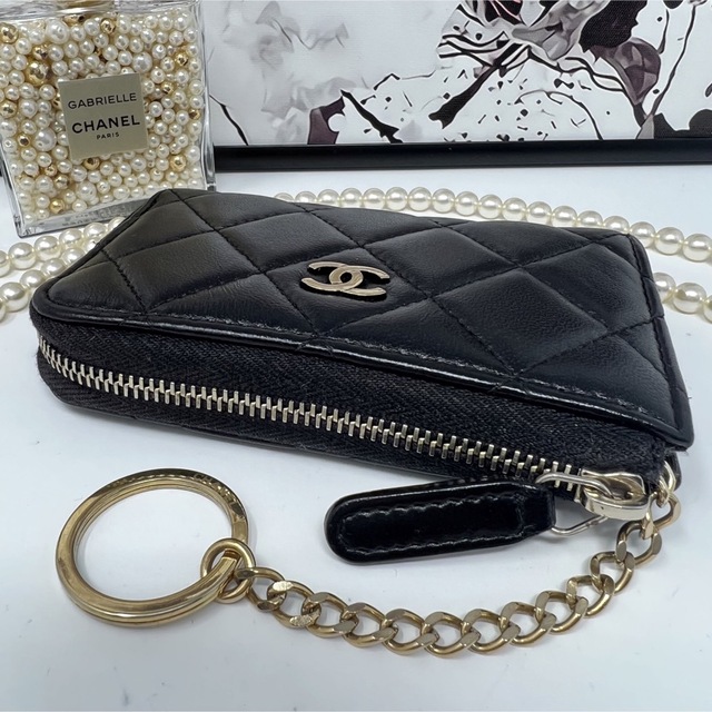CHANEL シャネル マトラッセ ラムスキン キーリング付コインケース