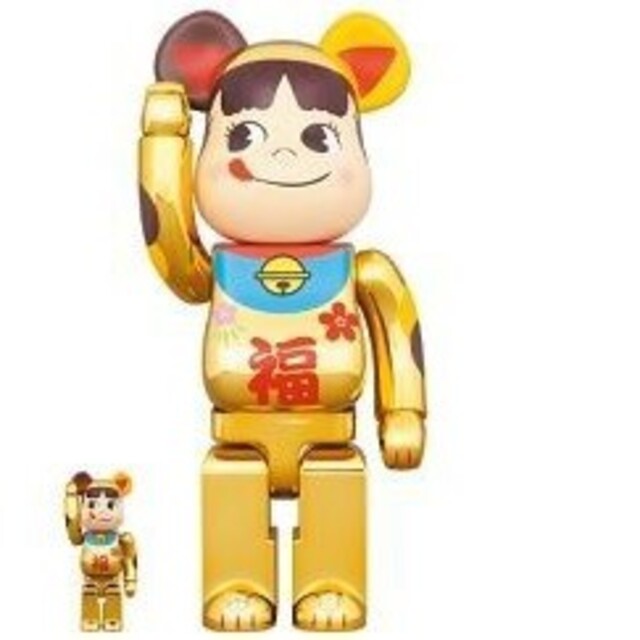 BE@RBRICK 招き猫 ペコちゃん 福 金メッキ 100％ & 400％