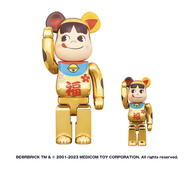 BE@RBRICK(ベアブリック)のBE@RBRICK 招き猫 ペコちゃん 福 金メッキ 100% & 400% エンタメ/ホビーのおもちゃ/ぬいぐるみ(キャラクターグッズ)の商品写真