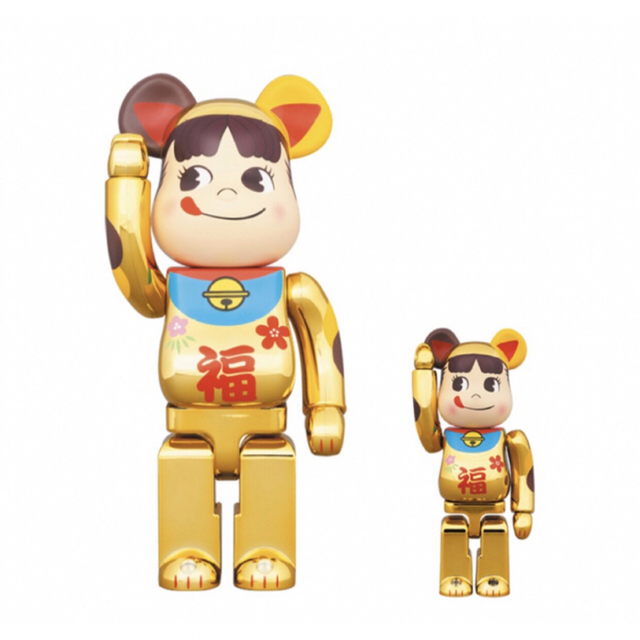 BE@RBRICK 招き猫 ペコちゃん 福 金メッキ 100% & 400%