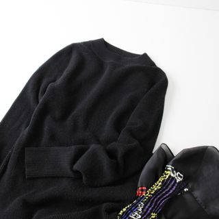 サカイ(sacai)の定価9.7万 2021AW sacai サカイ 21-05812 スカーフドッキングニットドレス 1/ブラック アシンメトリー【2400013230100】(その他)