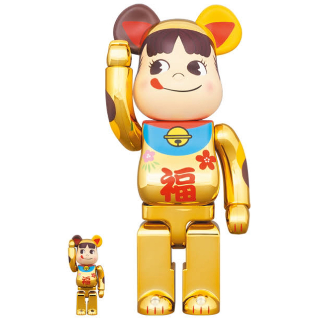 BE@RBRICK 招き猫 ペコちゃん 福 金メッキ 100% & 400%