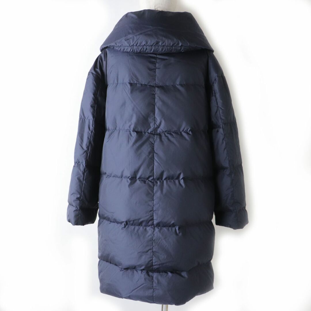 美品☆正規品 theory セオリー 01-7309103-880 ショールカラー オフショルダー ロング丈 ダウンコート ネイビー 紺 P オーバーシルエット