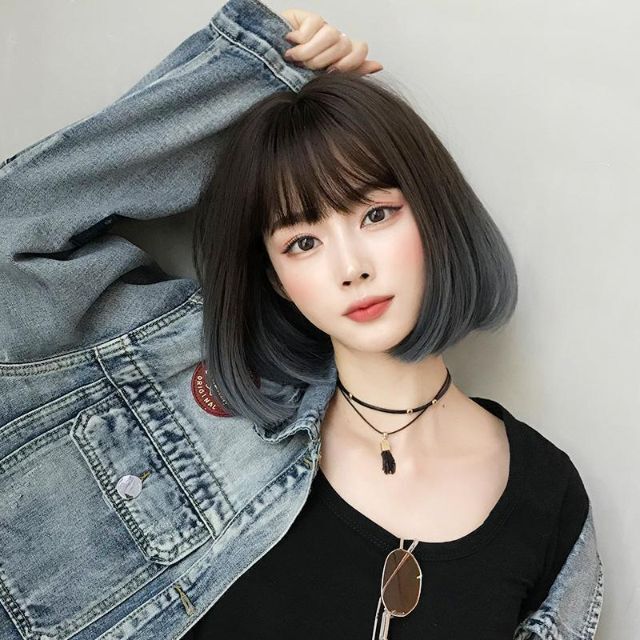 109ショートブルー グラデーション ボブ フルウィッグ 109 キレイめ