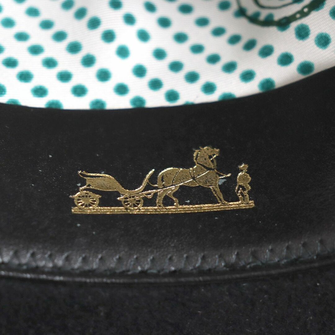 Hermes - 極美品 HERMES エルメス ラパンフェルト レザー使い 中折れハット/帽子 ブラック 59 メンズ イタリア製 正規品の