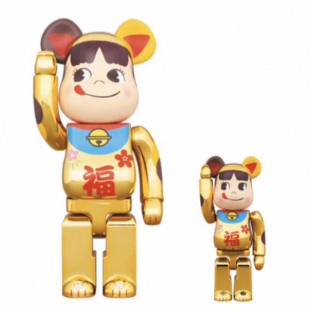 その他BE@RBRICK 招き猫 ペコちゃん 福 金メッキ 100% & 400%