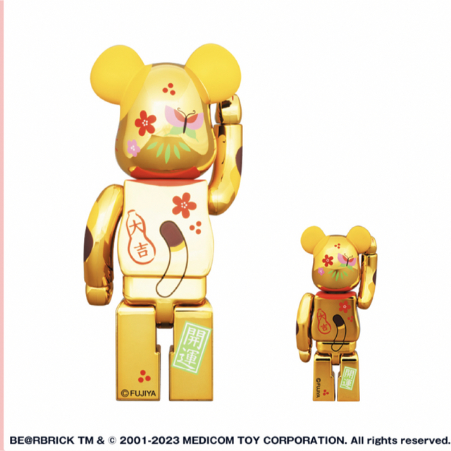 BE@RBRICK 招き猫 ペコちゃん 福 金メッキ 100% & 400%ペコ