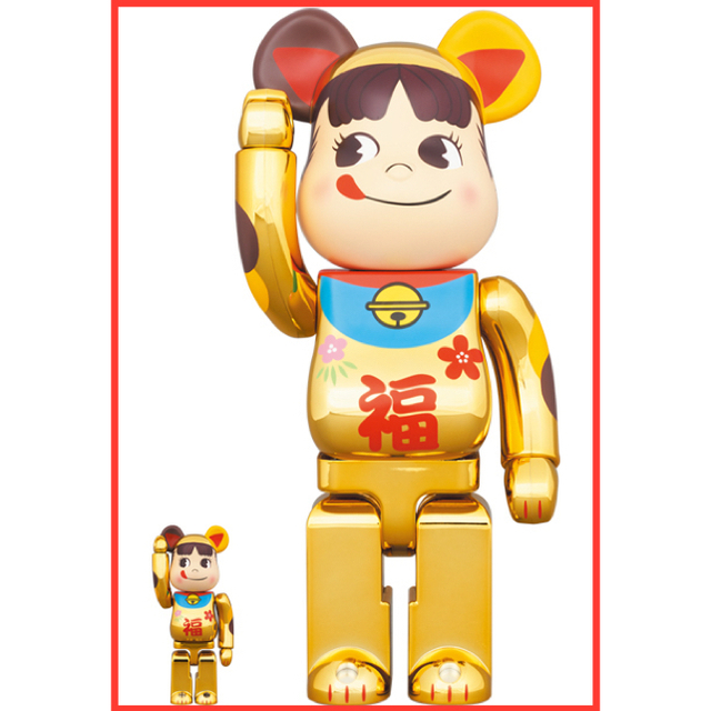 BE@RBRICK 招き猫 ペコちゃん 福 金メッキ 100% & 400%