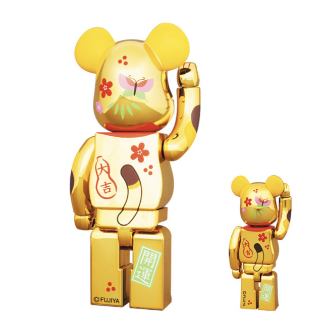 BE@RBRICK(ベアブリック)のBE@RBRICK 招き猫 ペコちゃん 福 金メッキ 100% & 400% エンタメ/ホビーのおもちゃ/ぬいぐるみ(キャラクターグッズ)の商品写真