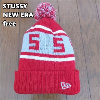 ステューシー(STUSSY)のstussy×new era ポンポンニット帽　ビーニー ステューシー(ニット帽/ビーニー)