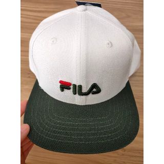 フィラ(FILA)の値下げしました!FILAキャップ ホワイト/グリーン#フィラ帽子(キャップ)