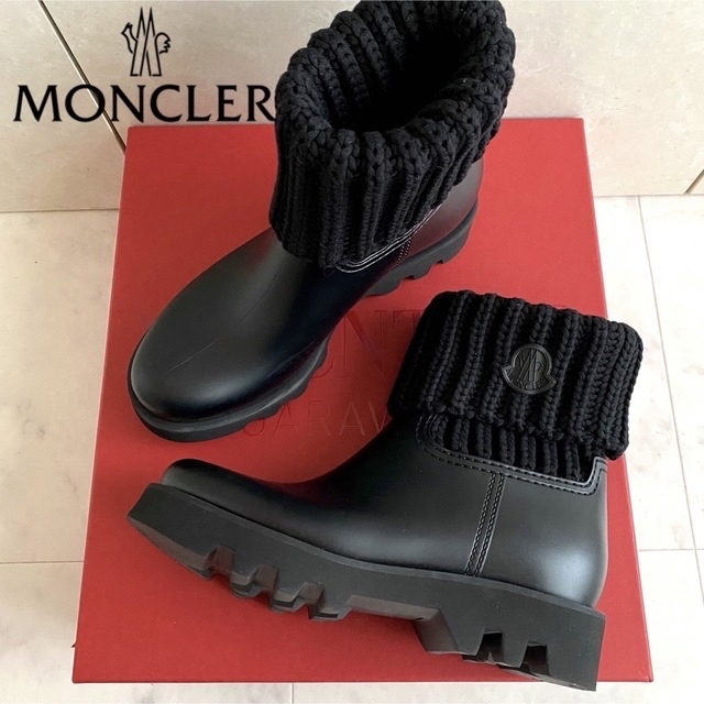 MONCLER ニット レインブーツ ロゴ付き モンクレール 人気の