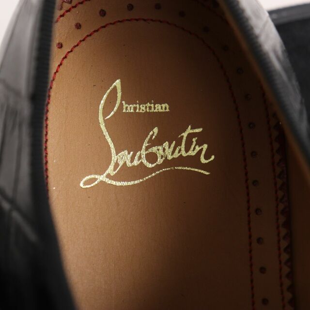 Christian Louboutin(クリスチャンルブタン)の未使用品◆クリスチャンルブタン キャップトゥ ストレートチップ クロコ型押し レザー×スウェード シューズ ブラック 39 1/2 イタリア製 メンズの靴/シューズ(ドレス/ビジネス)の商品写真