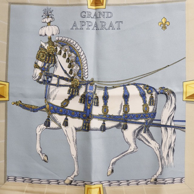 うみ小物HERMES エルメス スカーフ カレ90 GRAND APPARAT 盛装の馬