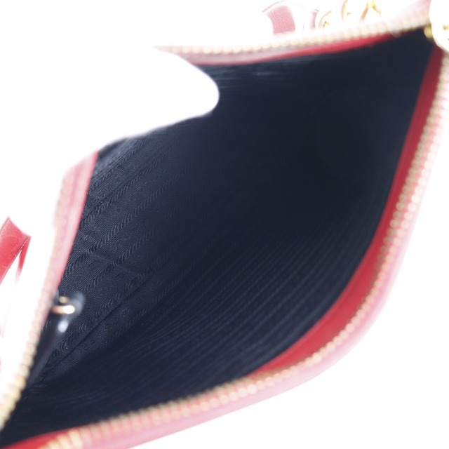 【PRADA】プラダ ワンショルダー 型押しロゴ カーフ 赤 レディース ショルダーバッグ 4