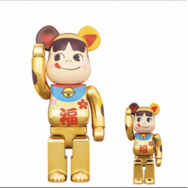 エンタメ/ホビーBE@RBRICK 招き猫 ペコちゃん 福 金メッキ 100% & 400%