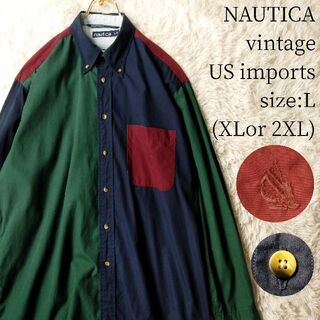 ノーティカ(NAUTICA)の一点物US輸入★NAUTICA 長袖ボタンダウンシャツ クレイジーパターン(シャツ)