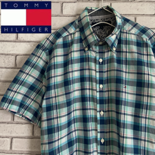 トミーヒルフィガー(TOMMY HILFIGER)の激レア TOMMY HILFIGER 半袖BDシャツ チェック柄 レディースS(シャツ/ブラウス(半袖/袖なし))