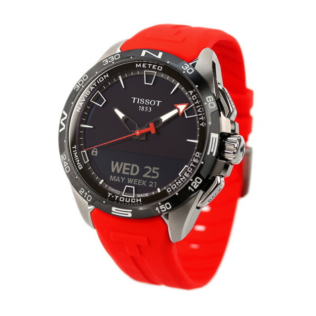 TISSOT - ティソ 腕時計 メンズ T1214204705101 TISSOT ソーラー（ETA E32.001） ブラックxレッド アナデジ表示