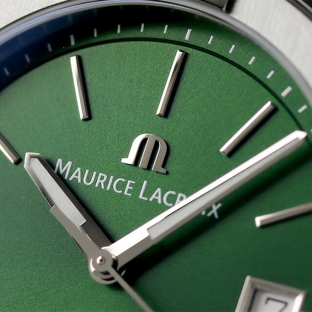 MAURICE LACROIX(モーリスラクロア)の【新品】モーリスラクロア MAURICE LACROIX 腕時計 メンズ AI1108-SS002-630-1 アイコン クオーツ 40mm AIKON Quartz 40mm クオーツ グリーンxシルバー アナログ表示 メンズの時計(腕時計(アナログ))の商品写真