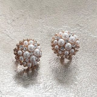 ピアス　パール　ビジュー　ストーン　美品(ピアス)